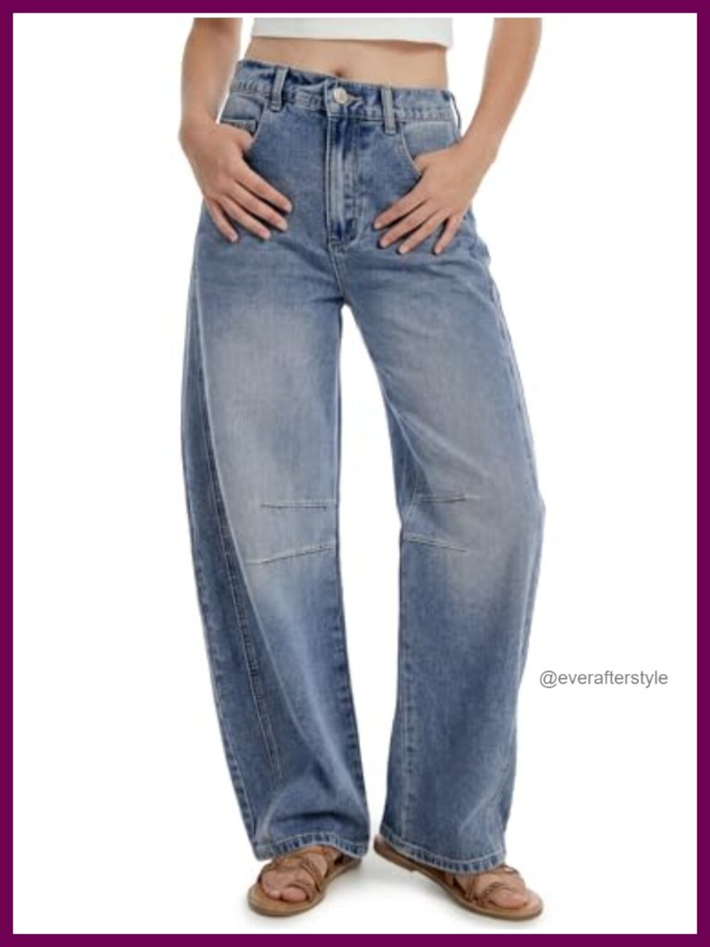 SEVEGO Women's Barrel Jeans Wide Leg Mid Rise Baggy Cropped Denim Trousers